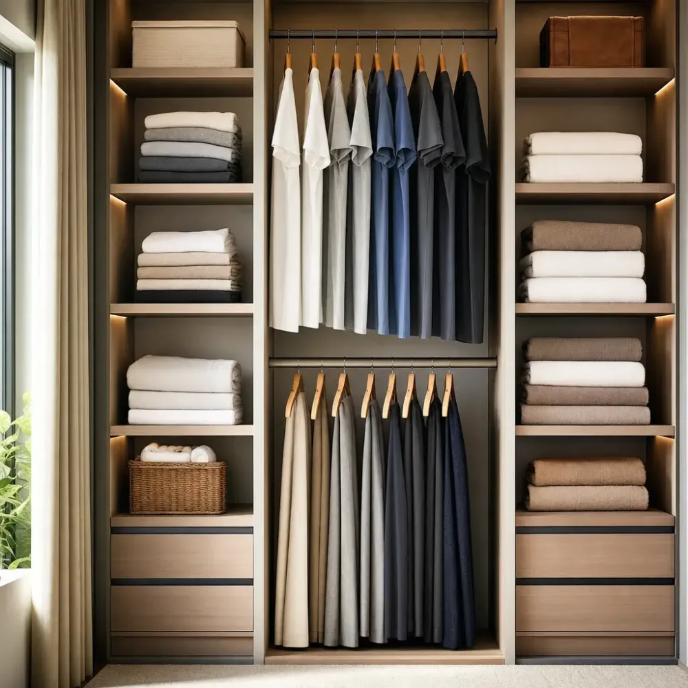 Altura das prateleiras do guarda-roupa: medidas ideais, guarda-roupa aberto