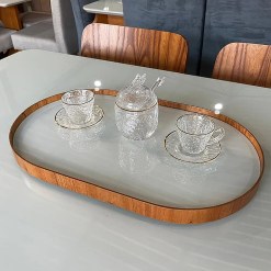 Bandeja Jade Com Vidro Rj Decor 71565