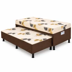 Bicama Box Sonho Bom Solteiro Ortopedica 88x188x60cm Nosso Sonho Marrom 33929