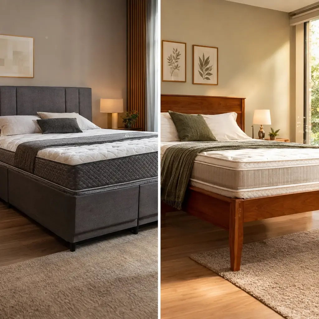 Cama box ou cama tradicional: qual escolher? Comparação entre camas com colchões em quartos decorados