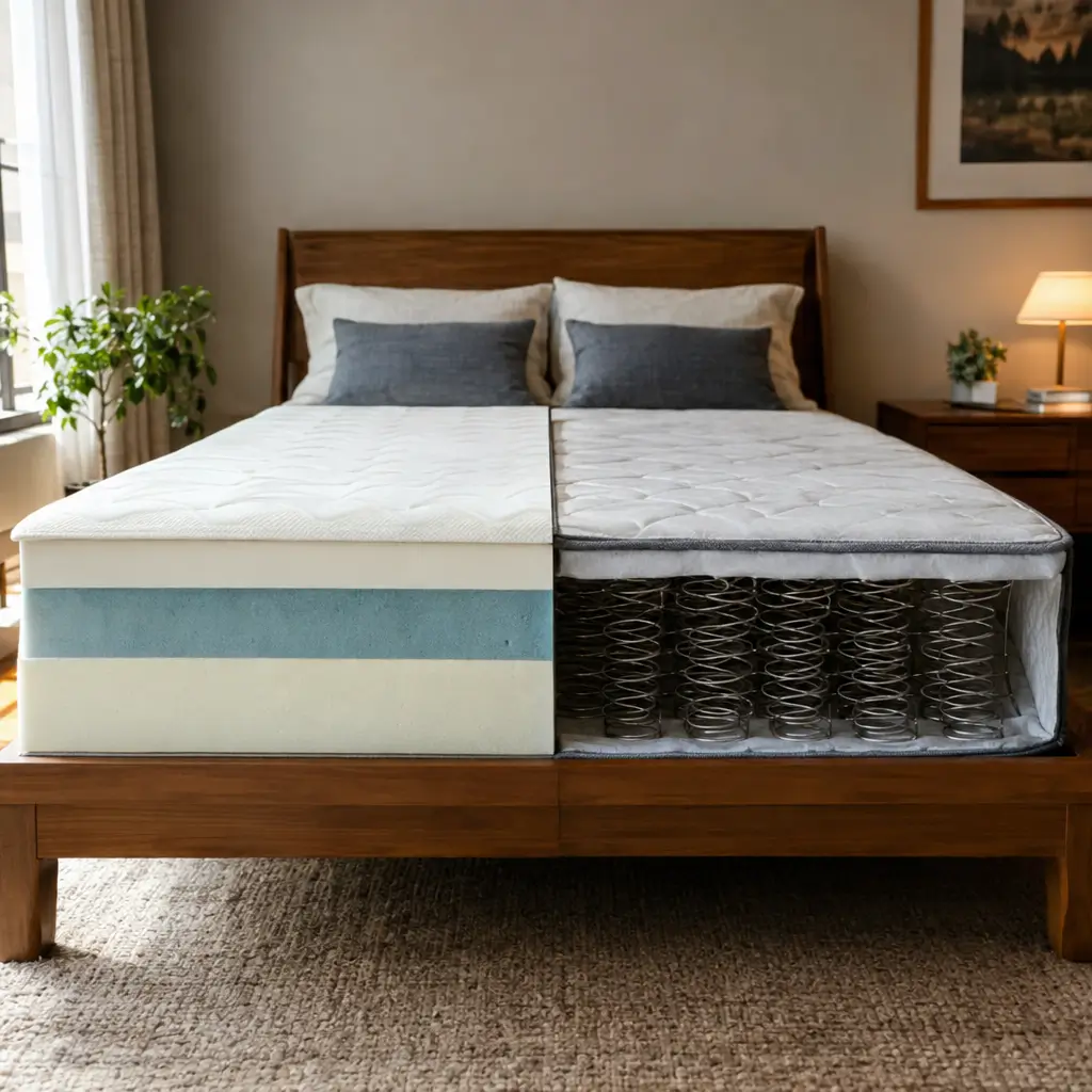 Colchão de espuma ou mola: qual escolher? comparação em cama de casal