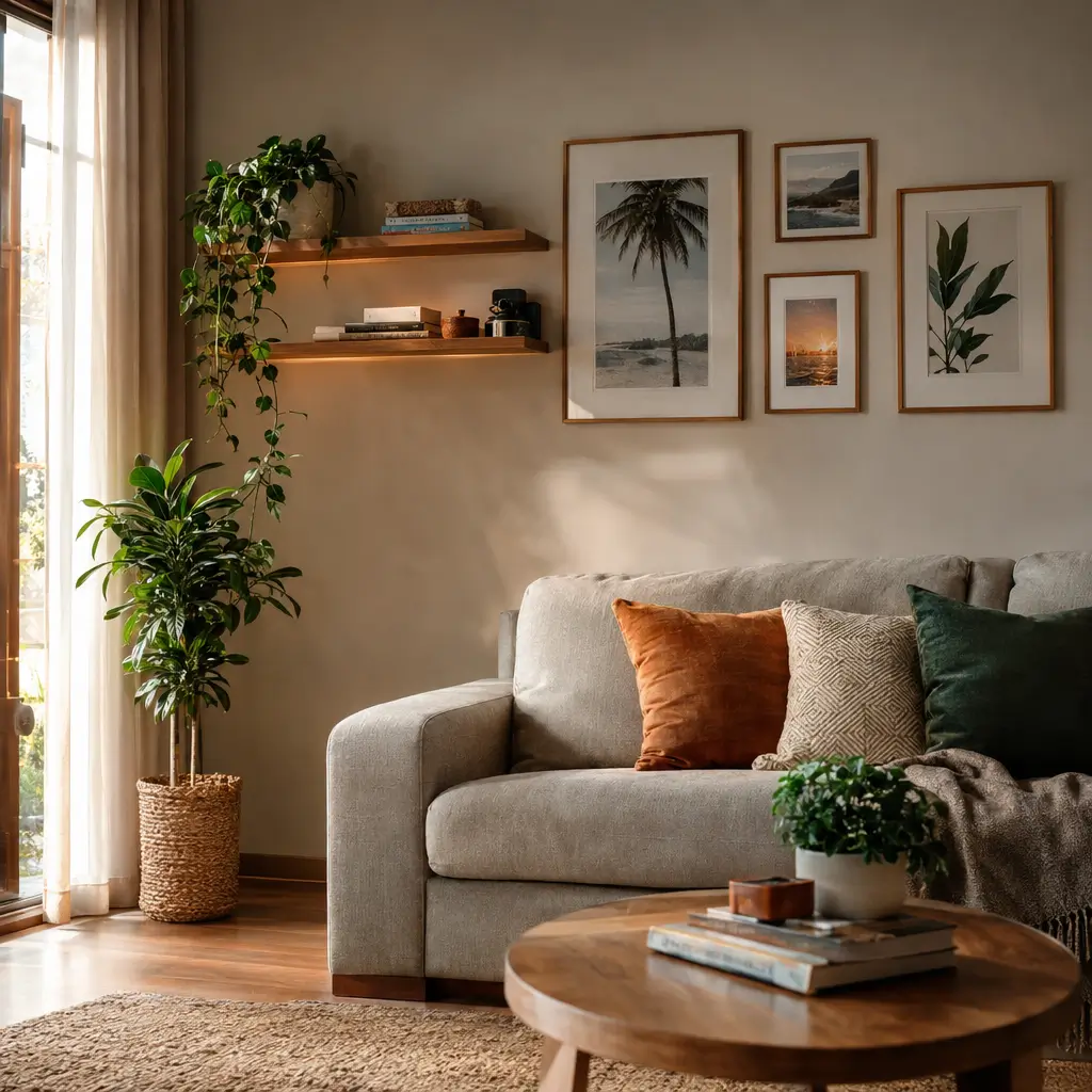 Como decorar uma parede vazia da sala: ideias lindas com quadros e prateleiras