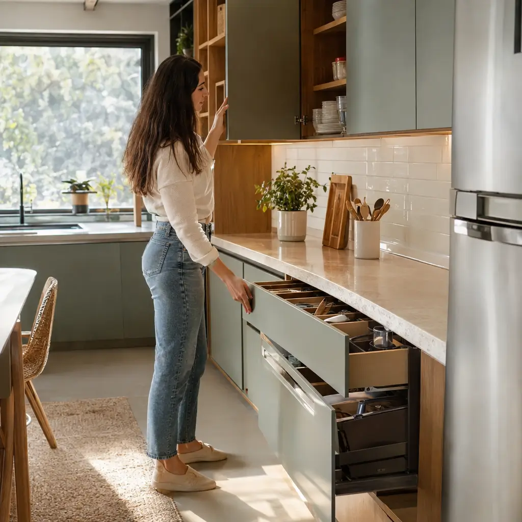 Como escolher armário de cozinha ideal com armários superiores e gavetas