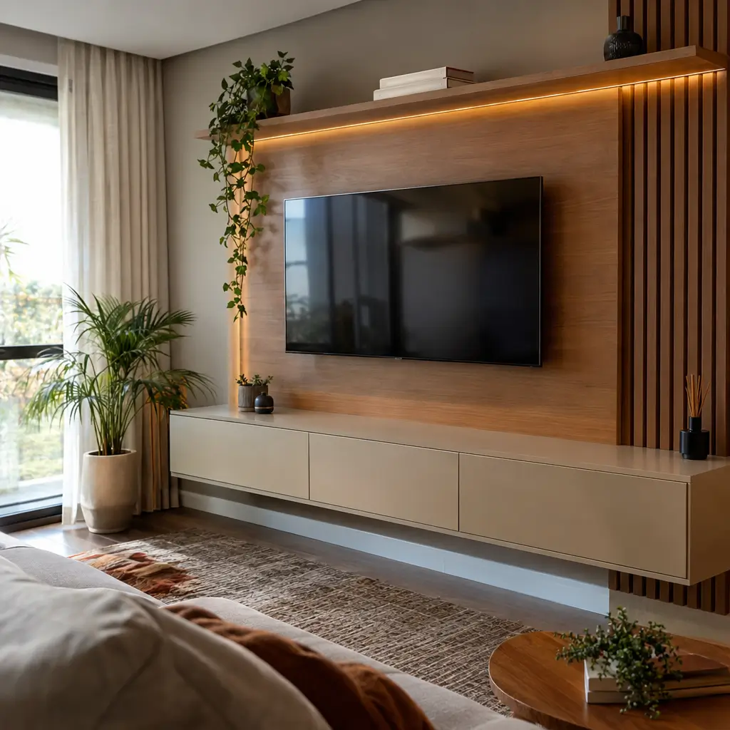 Como escolher painel de TV: medidas e dicas em sala decorada