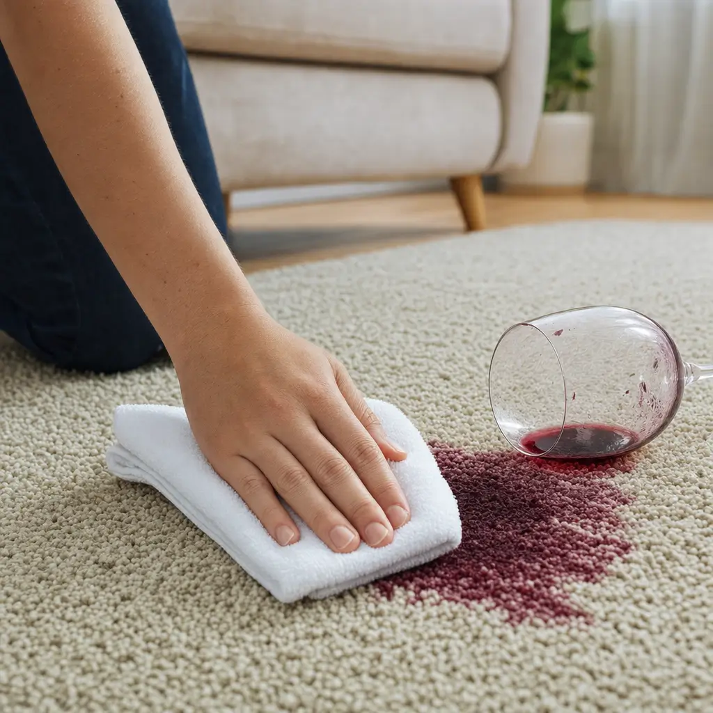 Como tirar manchas de vinho do tapete sem espalhar limpeza com pano no tapete