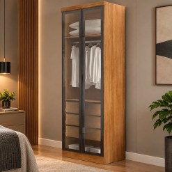 Guarda Roupa Rizon Modulo 2 Portas Reflecta Sem Led 3 Gavetas Novo Horizonte 83886