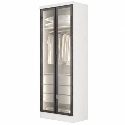 Guarda Roupa Rizon Modulo 2 Portas Reflecta Sem Led 3 Gavetas Novo Horizonte Branco 33407