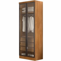 Guarda Roupa Rizon Modulo 2 Portas Reflecta Sem Led 3 Gavetas Novo Horizonte Cumaru 86843