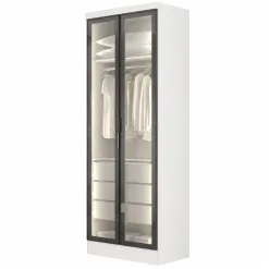 Guarda Roupa Rizon Modulo 2 Portas Reflecta Com Led 3 Gavetas Novo Horizonte Branco 77096