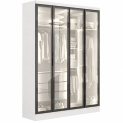 Guarda Roupa Rizon Modulo 4 Portas Reflecta Sem Led 3 Gavetas Novo Horizonte Branco 10376