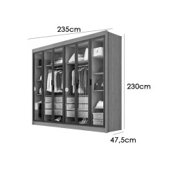 Guarda Roupa Sao Carlos Casal 6 Portas Reflecta Com Led 6 Gavetas Leifer 48642