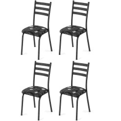 Kit 4 Cadeiras Ipanema Tubular Teixeira Preto 64730