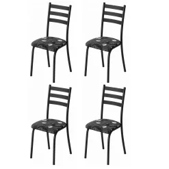 Kit 4 Cadeiras Ipanema Tubular Teixeira Preto 90318
