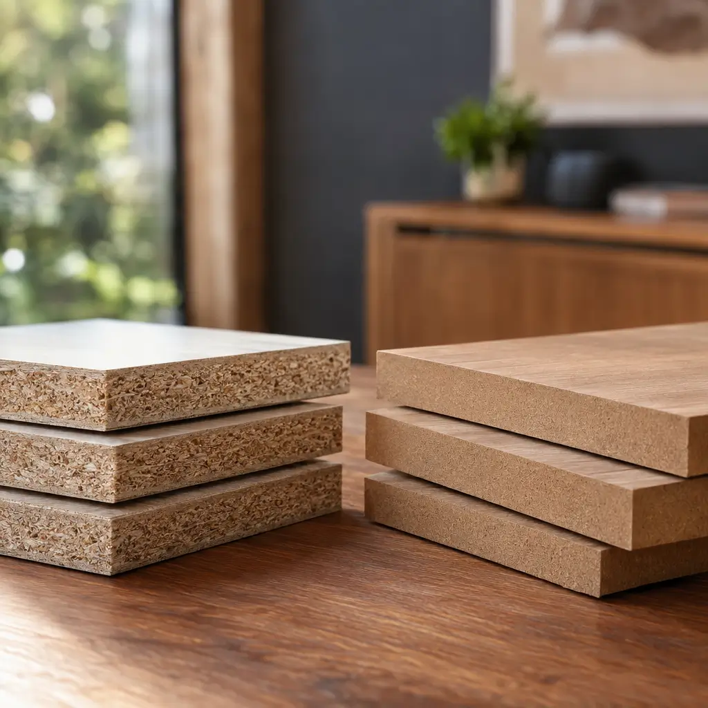 MDP ou MDF: qual é melhor para móveis? Chapas de MDP e MDF empilhadas