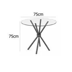 Mesa Ipanema Redonda Tampo Vidro 75cm Tubular Teixeira 90169