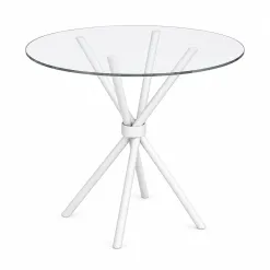 Mesa Ipanema Redonda Tampo Vidro 75cm Tubular Teixeira Branco 73908