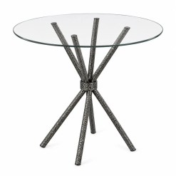 Mesa Ipanema Redonda Tampo Vidro 75cm Tubular Teixeira Martelado 13459