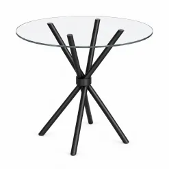 Mesa Ipanema Redonda Tampo Vidro 75cm Tubular Teixeira Preto 12829