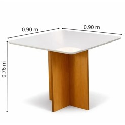 Mesa Moscou Com Vidro 90x90cm Minas Plac 21629