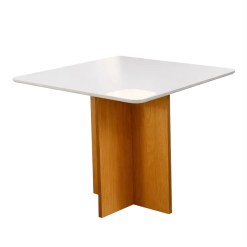 Mesa Moscou Com Vidro 90x90cm Minas Plac Cinamomo Off White 16132