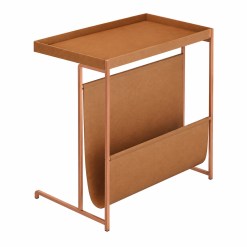 Mesa De Apoio Revisteiro Couro Jb Bechara Castanho Bronze 28438