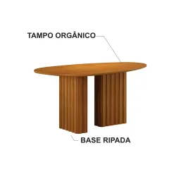 Mesa De Jantar Isis 135cm Organica Sem Vidro Leifer 20017