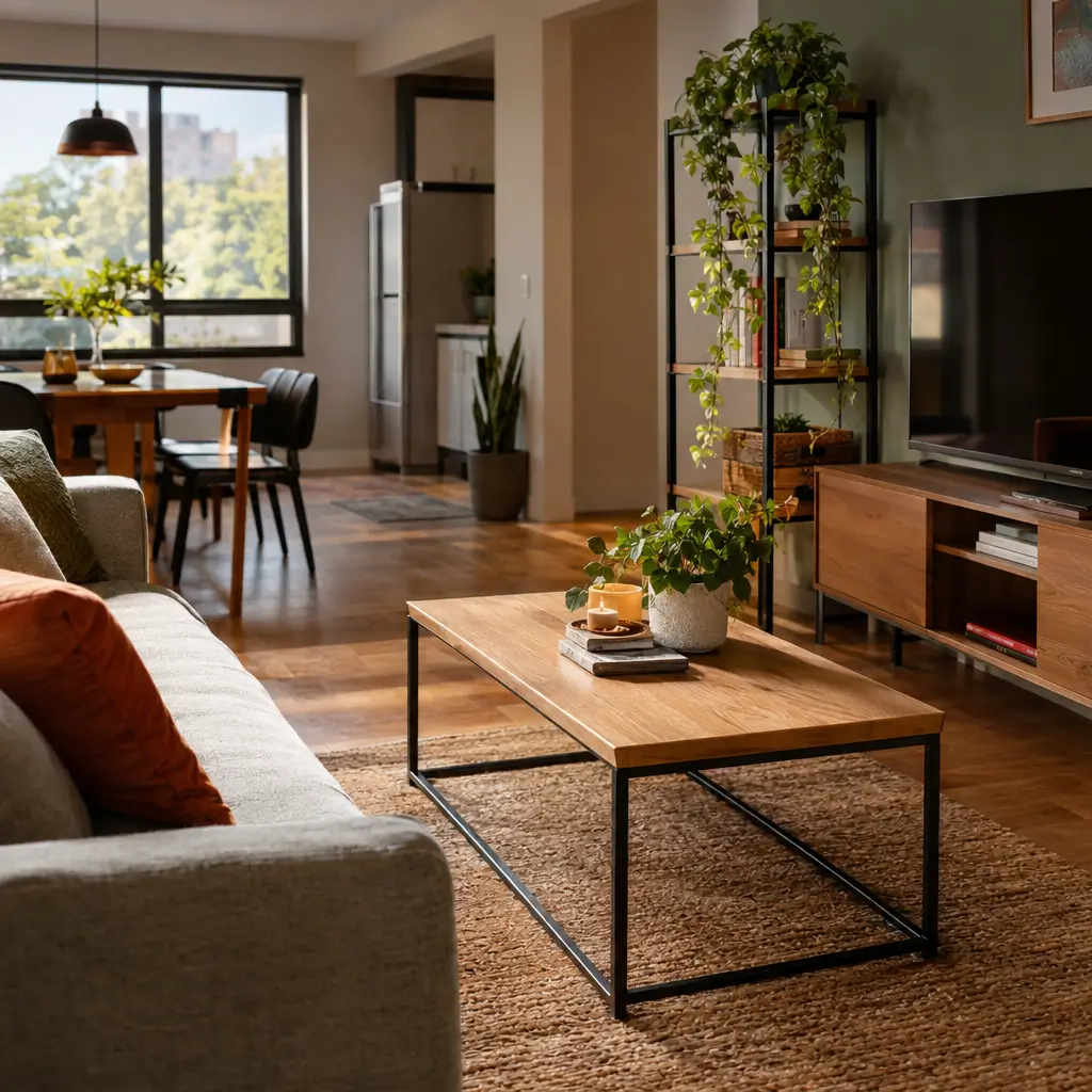 Mobiliar uma casa do zero gastando pouco com sofá, mesa e rack para TV