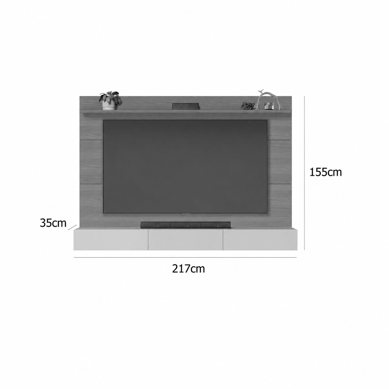 Painel Danubio Com Nicho Niagara 217cm Para Tv Ate 75 Polegadas 3 Gavetas Colibri 17963