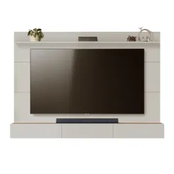 Painel Danubio Com Nicho Niagara 217cm Para Tv Ate 75 Polegadas 3 Gavetas Colibri Off White 58841