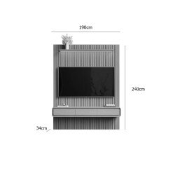 Painel Trevi 190cm Para Tv Ate 75 Polegadas Ripado Com Led E 3 Gavetas Edn 59080