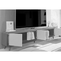 Rack Liv Com Painel Lumi 220cm Com Led Para Tv Ate 75 Polegadas Ripado 4 Portas Edn 22222