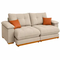 Sofa Ferrara Plus 250cm Em Linho Com Molas Ensacadas 4 Lugares Retratil E Reclinavel Imperio Bege 81768