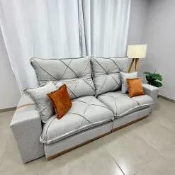 Sofa Gran Best Prime 210cm Em Linho 4 Lugares Retratil E Reclinavel Aifos 83068