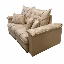 Sofa Gran Plus 200cm Em Linho 3 Lugares Com Molas Ensacadas Retratil E Reclinavel Imperio Bege 64364