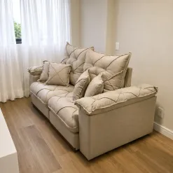 Sofa Gran Plus 200cm Em Veludo 3 Lugares Com Molas Ensacadas Retratil E Reclinavel Imperio 90479