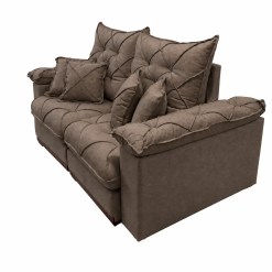 Sofa Gran Plus 200cm Em Veludo 3 Lugares Com Molas Ensacadas Retratil E Reclinavel Imperio Marrom 10757