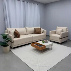 Sofa Living 3067 Em Linho 245cm 4 Lugares Lufer 21204