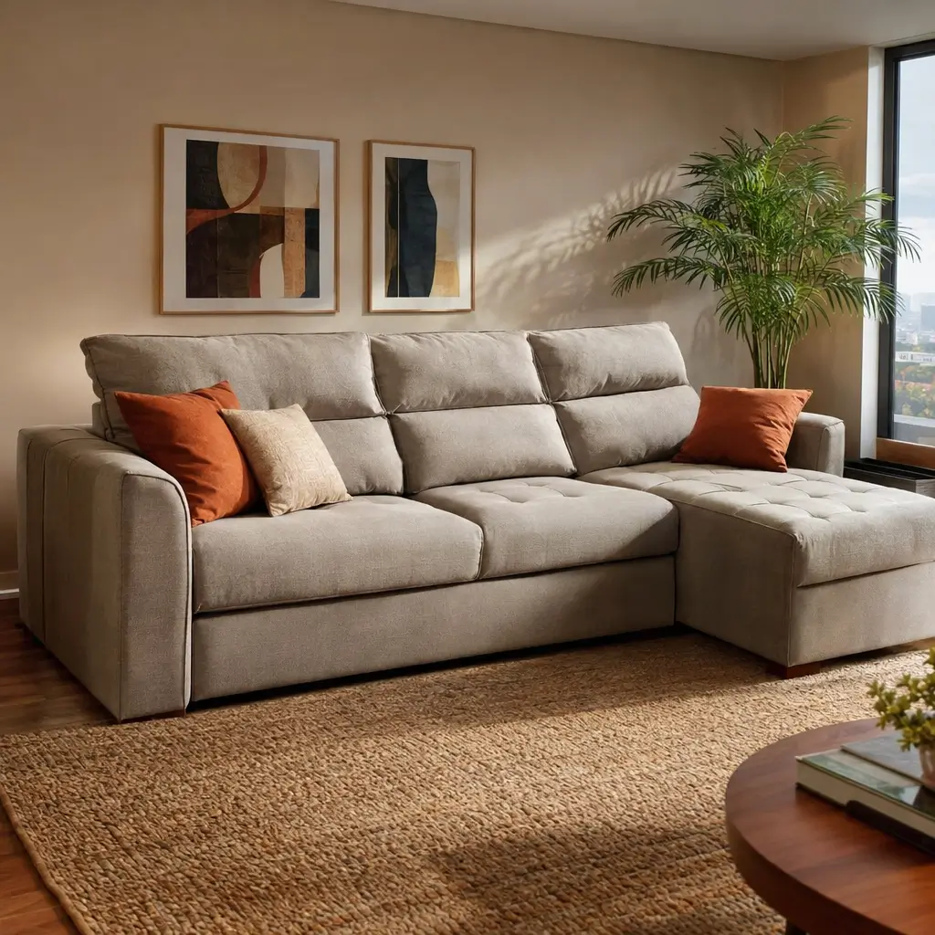 Sofá com chaise vale a pena? Veja os prós e contras em sala com plantas