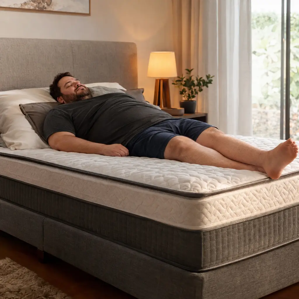 Colchão para pessoa pesada: como escolher? Homem descansando na cama