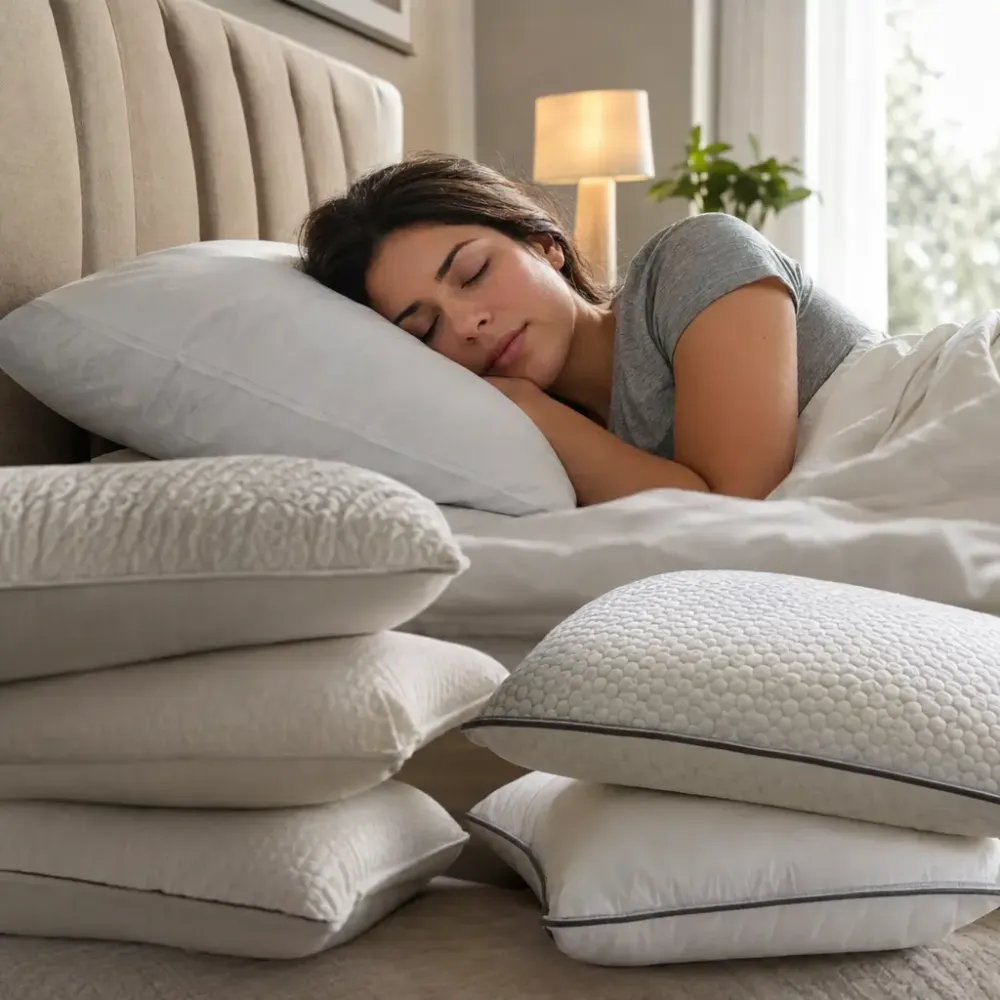 Como escolher travesseiro: veja qual comprar, mulher dormindo entre travesseiros