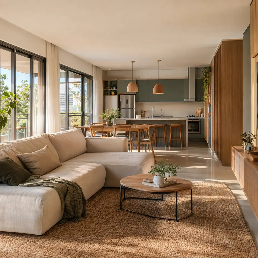 Decorar sala e cozinha integradas: veja como em ambiente amplo com sofá e ilha