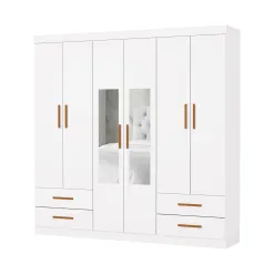 Guarda Roupa Hercules Com 6 Portas 4 Gavetas E Espelho Branco 98503