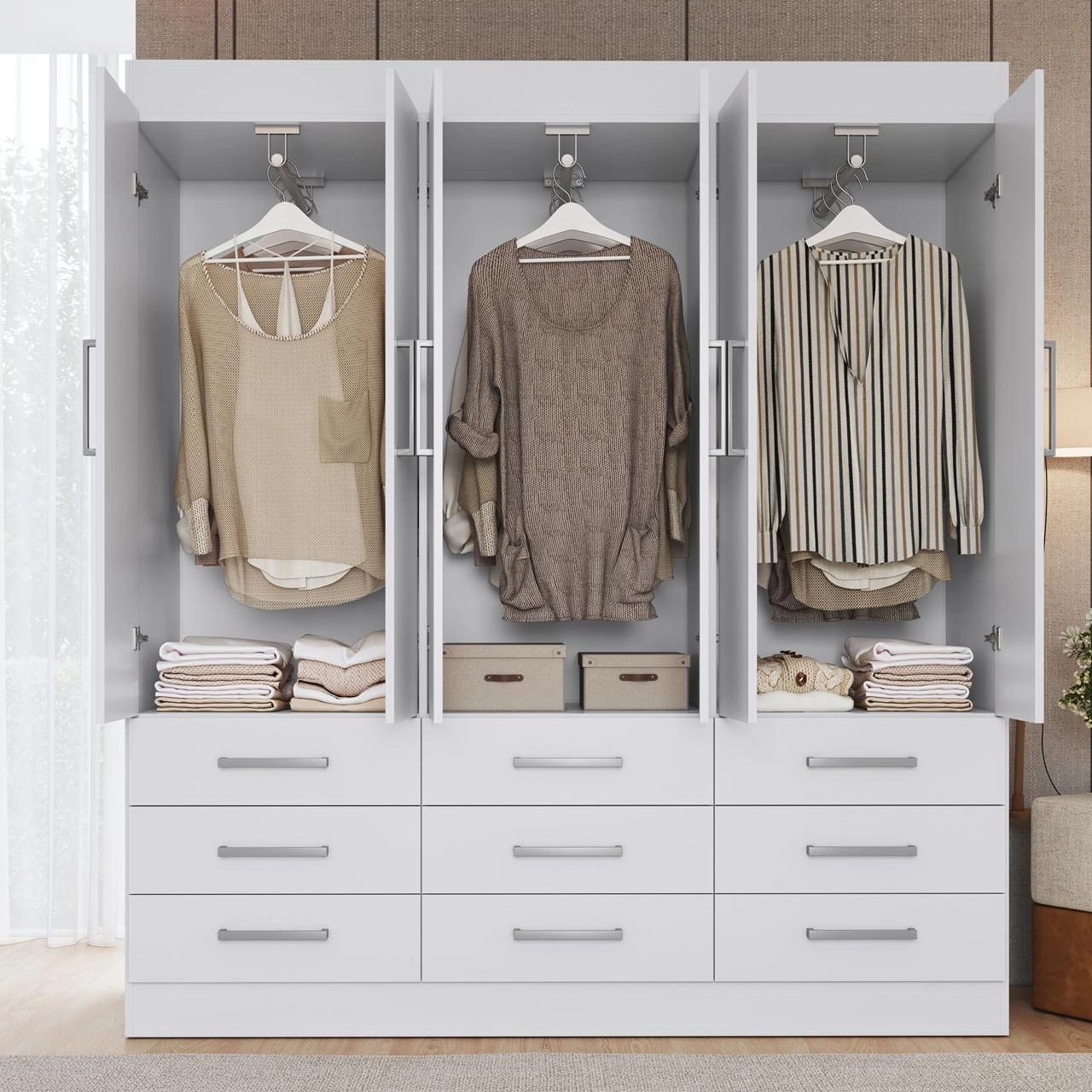 Guarda Roupa Milao Cadorin Casal 6 Portas 9 Gavetas 42518