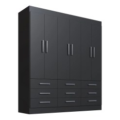 Guarda Roupa Milao Cadorin Casal 6 Portas 9 Gavetas Preto 10333