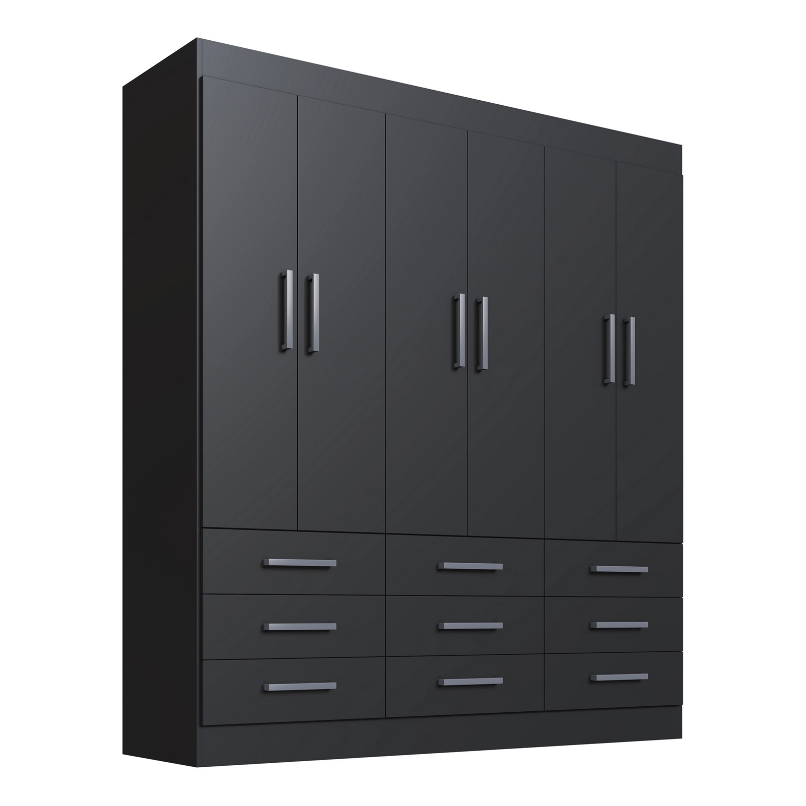 Guarda Roupa Milao Cadorin Casal 6 Portas 9 Gavetas Preto 10333