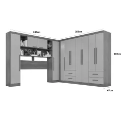 Guarda Roupa Modulado Apolo Texas Fortaleza Premium Sem Espelho E Pes Casal 11 Portas 4 Gavetas Salleto 55551
