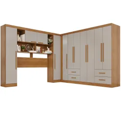 Guarda Roupa Modulado Apolo Texas Fortaleza Premium Sem Espelho E Pes Casal 11 Portas 4 Gavetas Salleto Cinamomo Off White 47281