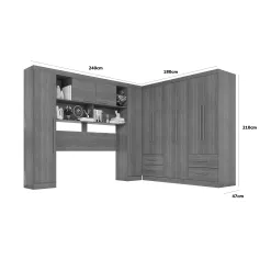 Guarda Roupa Modulado Apolo Texas Premium Sem Espelho E Pes Casal 10 Portas 4 Gavetas Salleto 62235