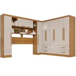 Guarda Roupa Modulado Apolo Texas Premium Sem Espelho E Pes Casal 10 Portas 4 Gavetas Salleto Cinamomo Off White 35657