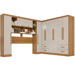 Guarda Roupa Modulado Apolo Texas Premium Sem Espelho e Pés Casal 10 Portas 4 Gavetas Salleto
